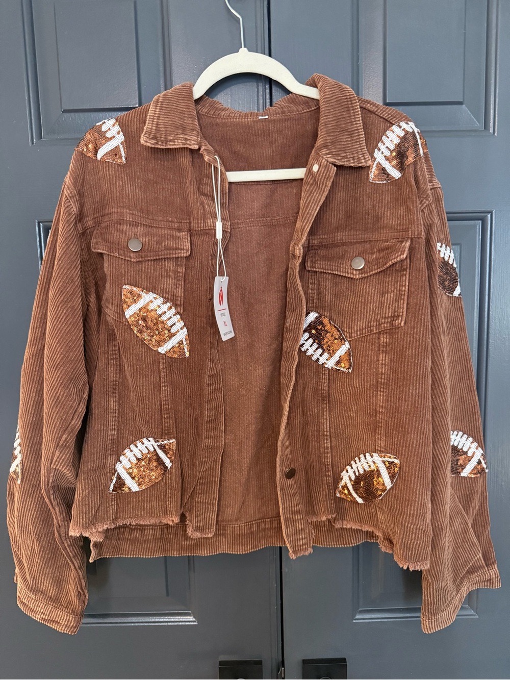 Brown Corduroy Football Jacket